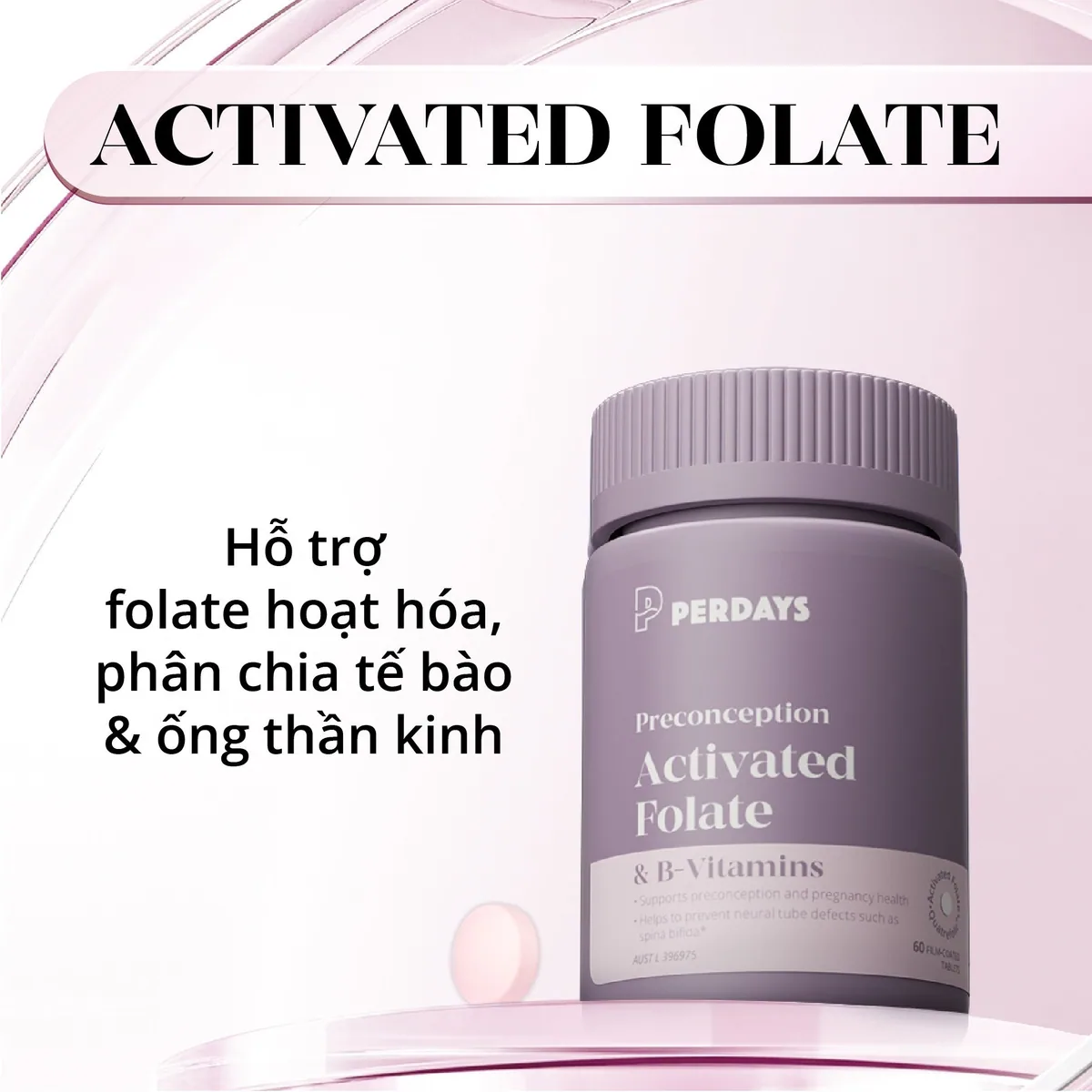 axit folic Perdays bổ sung folate dễ hấp thu cho mẹ bầu