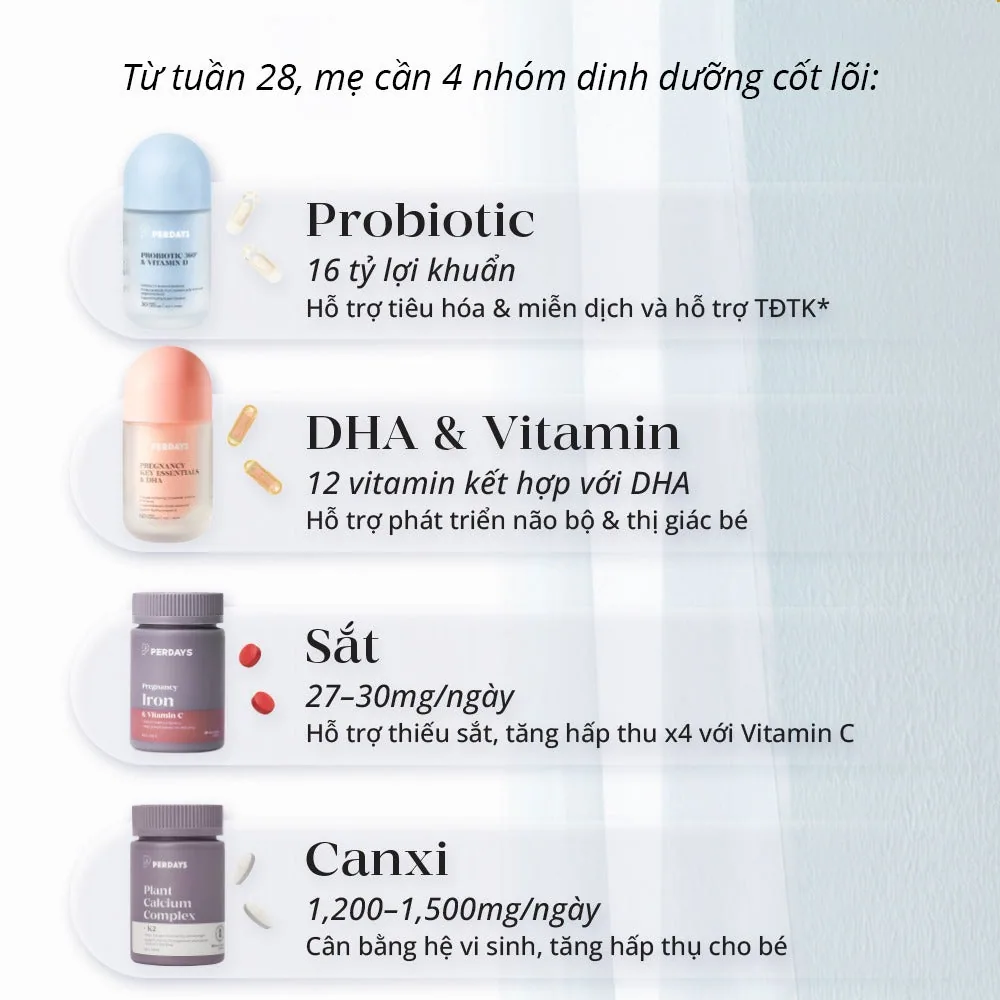 Combo dinh dưỡng 3 tháng cuối thai kỳ Perdays